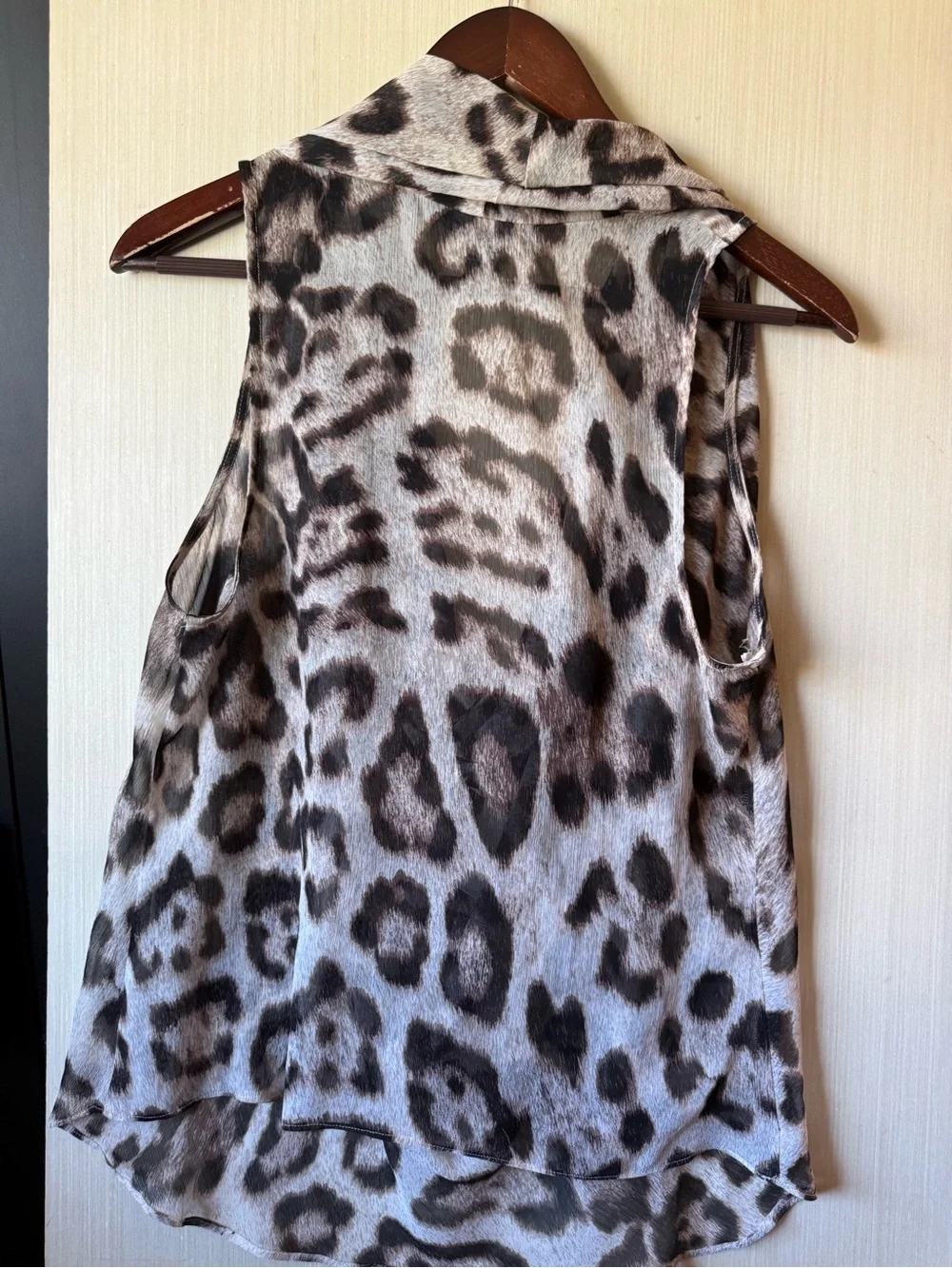 INC Animal Print Draped Neck Sleeveless Top - Neutral Leopard - Picture 4 of 4